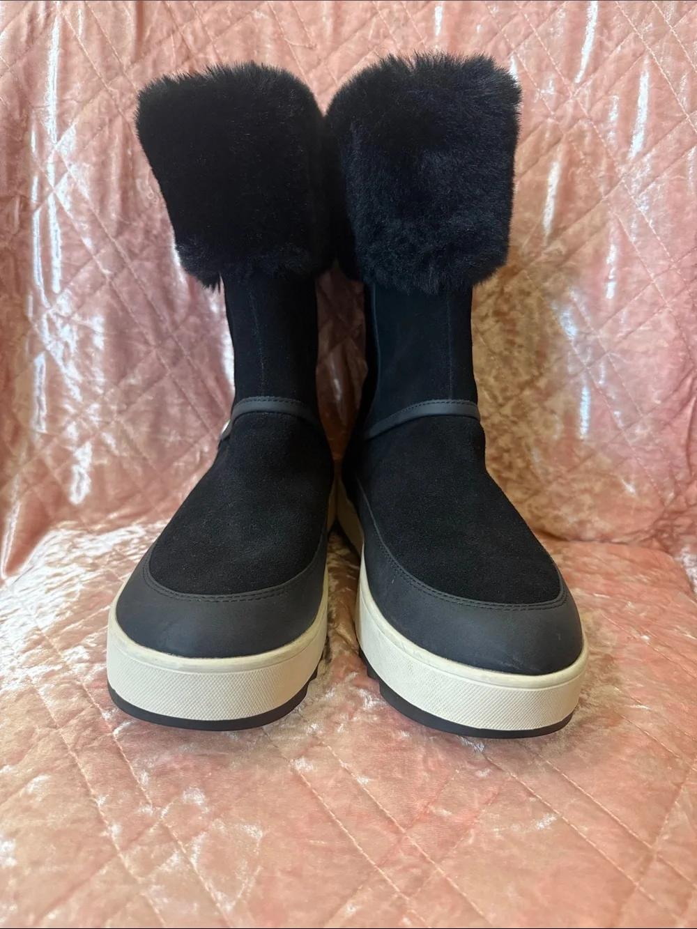 Koolaburra Black Fur-Trim Platform Winter Boots